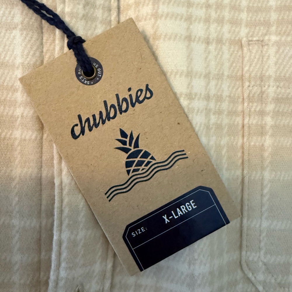 chubbies NWT Men’s XL Beige Plaid Button-Down Shirt - Picture 3 of 7
